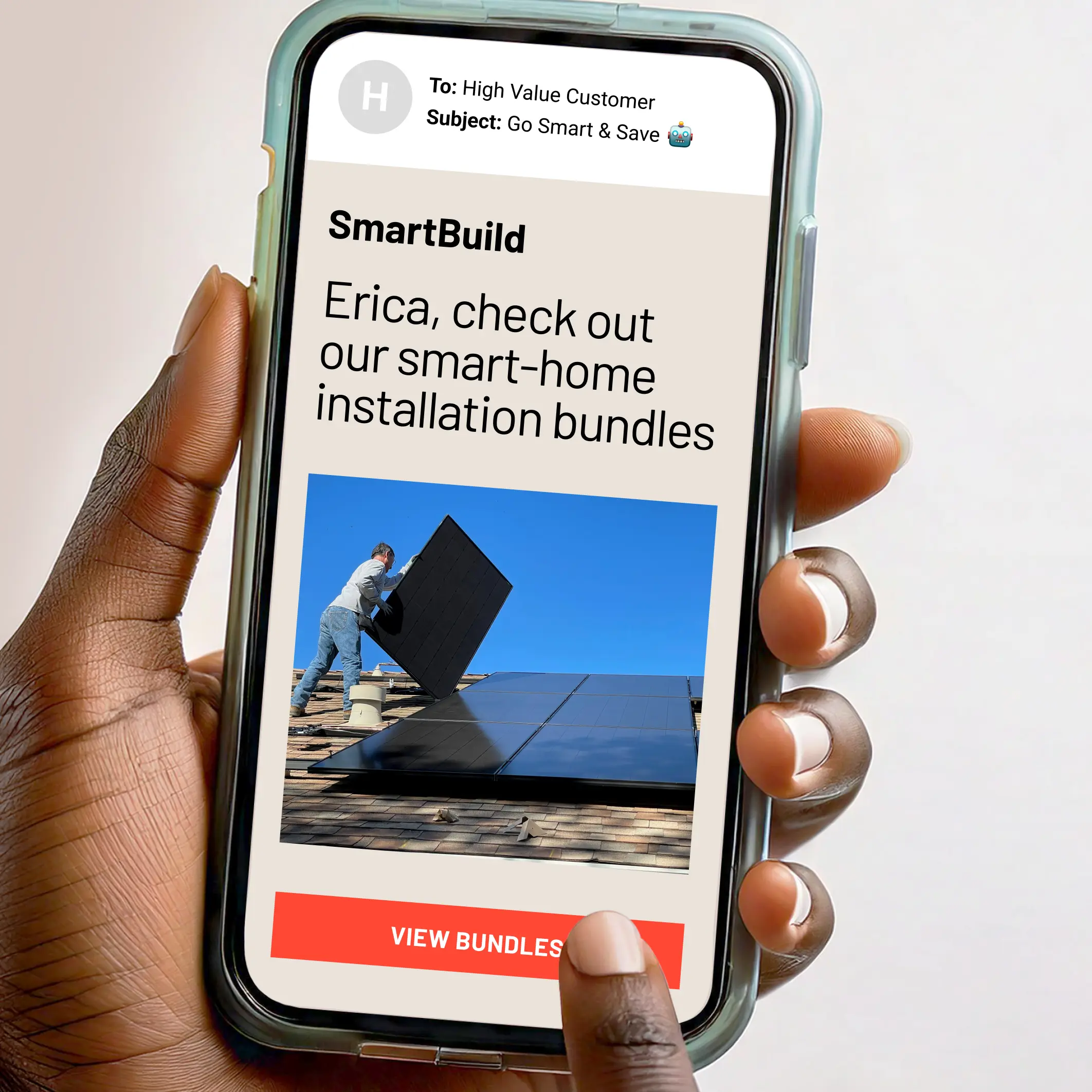 A contractor email shown on a phone.
