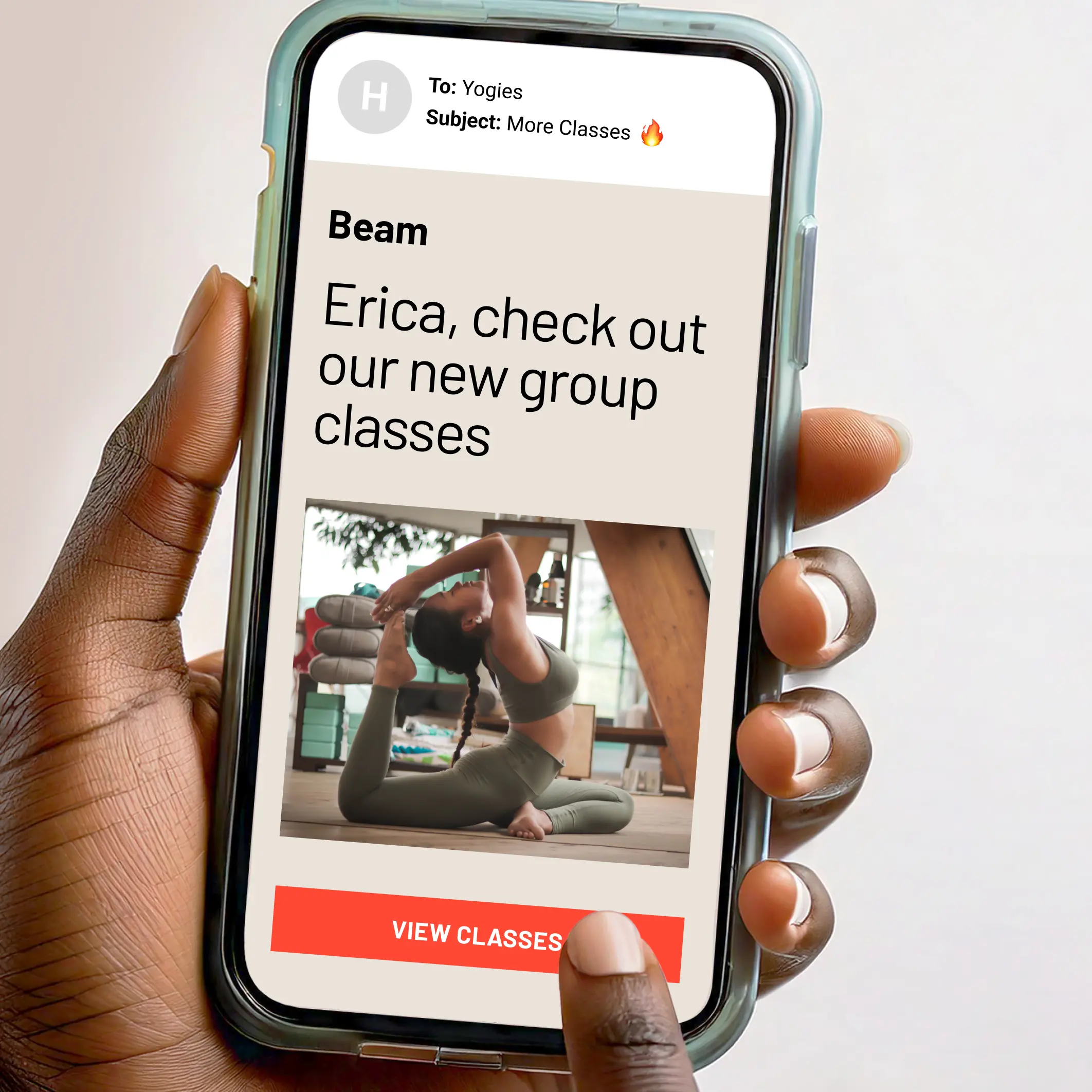 A gym email shown on a phone.